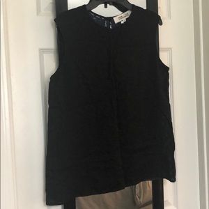 Blouse black front with see through blue lace back